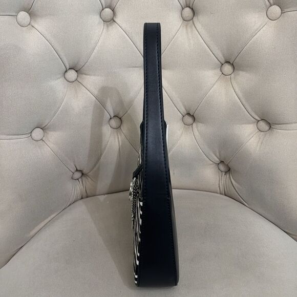 Michael Kors Lyra Black and White Calf Hair Leather Pouchette - Picture 6 of 11